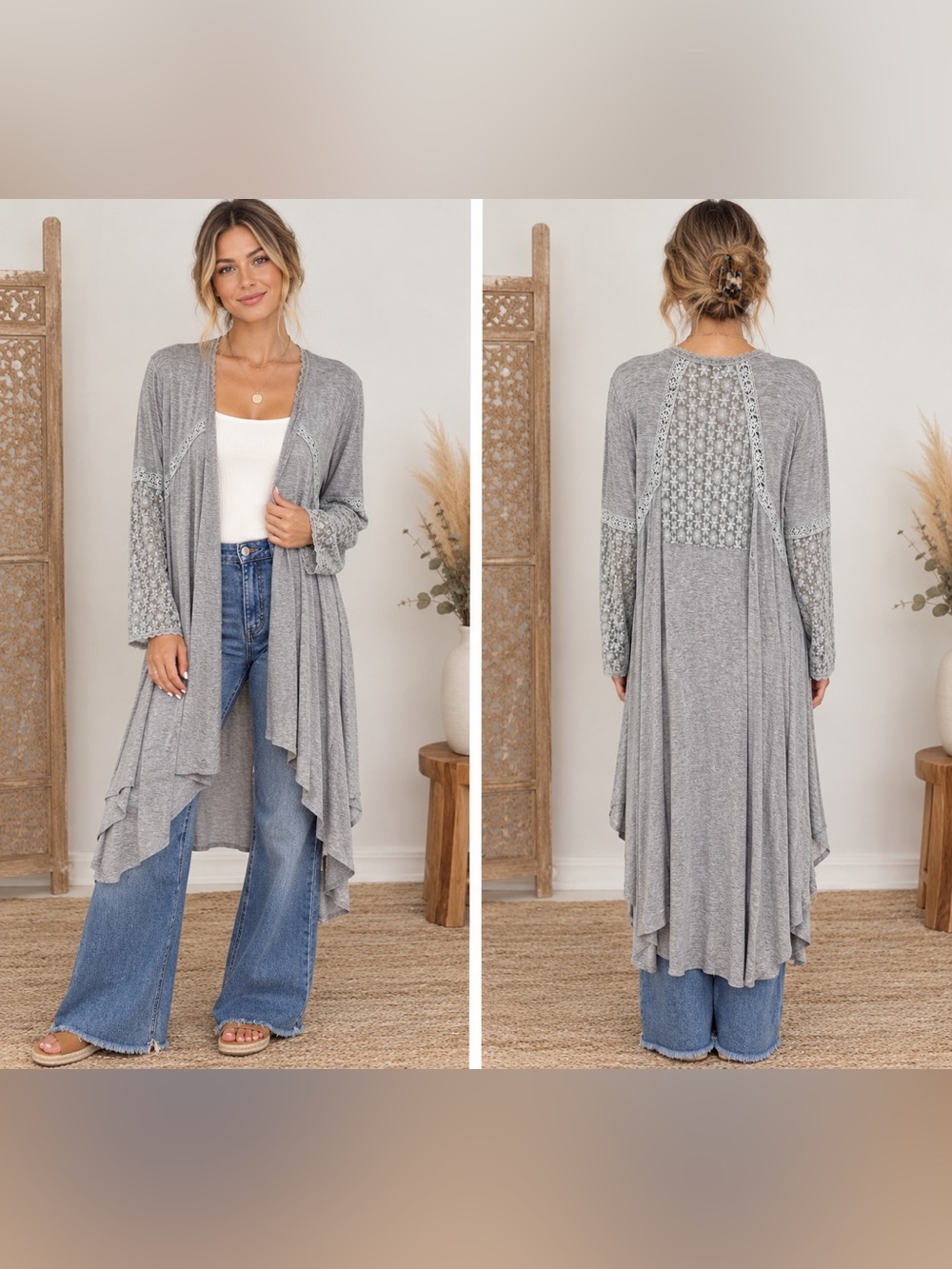 POL Detailed Longline Cardigan